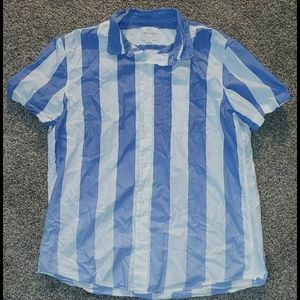 American Eagle striped button-front shirt XL blue